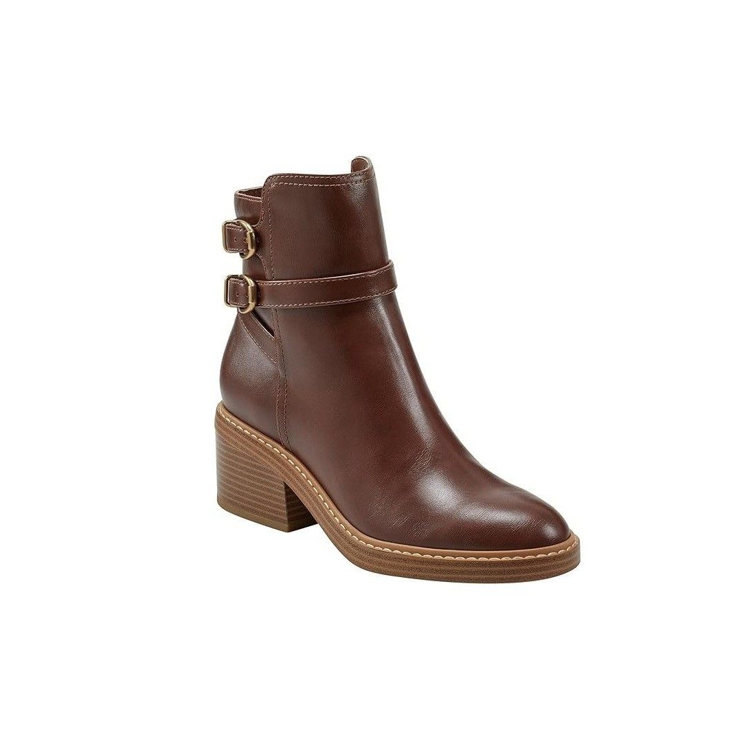 Marc Fisher Womens 7.5 M Dark Brown Marieta 2 Faux Leather Ankle Booties Nib Sd1
